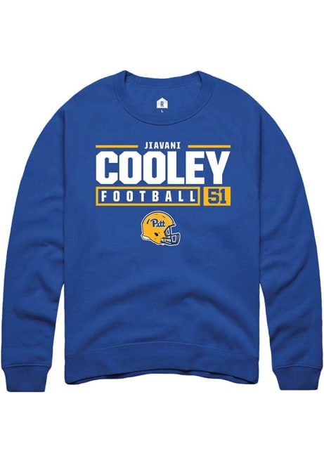 Jiavani Cooley Rally Mens Blue Pitt Panthers NIL Stacked Box Crew Sweatshirt