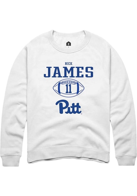 Nick James Rally Mens White Pitt Panthers NIL Sport Icon Crew Sweatshirt