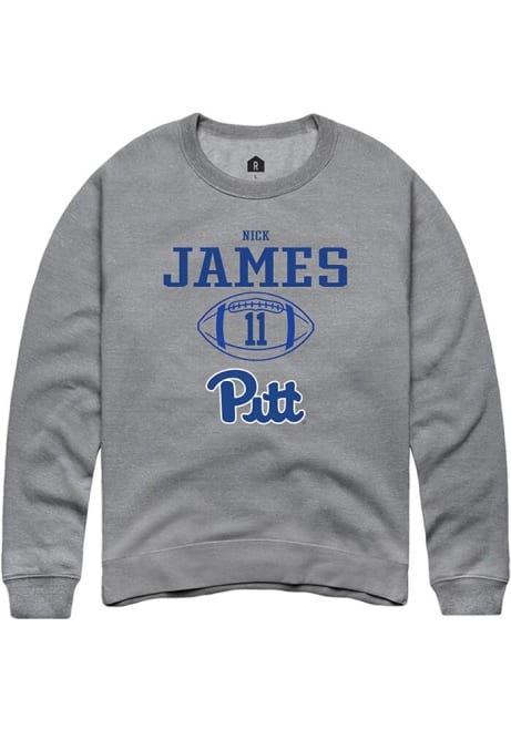 Nick James Rally Mens Graphite Pitt Panthers NIL Sport Icon Crew Sweatshirt