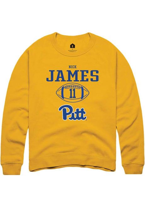 Nick James Rally Mens Gold Pitt Panthers NIL Sport Icon Crew Sweatshirt