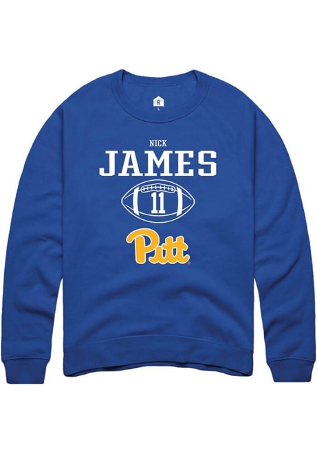 Nick James Rally Mens Blue Pitt Panthers NIL Sport Icon Crew Sweatshirt