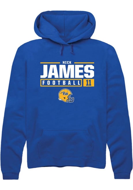 Nick James Rally Mens Blue Pitt Panthers NIL Stacked Box Hooded Sweatshirt