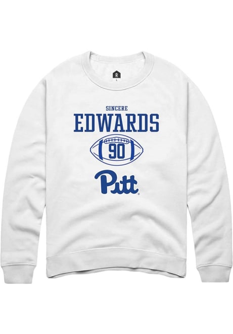 Sincere Edwards Rally Mens White Pitt Panthers NIL Sport Icon Crew Sweatshirt