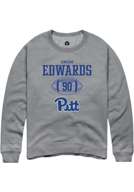 Sincere Edwards Rally Mens Graphite Pitt Panthers NIL Sport Icon Crew Sweatshirt