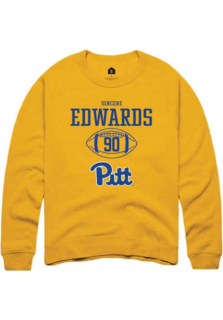 Sincere Edwards Rally Mens Gold Pitt Panthers NIL Sport Icon Crew Sweatshirt