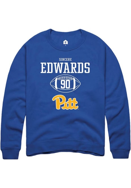 Sincere Edwards Rally Mens Blue Pitt Panthers NIL Sport Icon Crew Sweatshirt