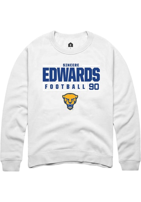 Sincere Edwards Rally Mens White Pitt Panthers NIL Stacked Box Crew Sweatshirt