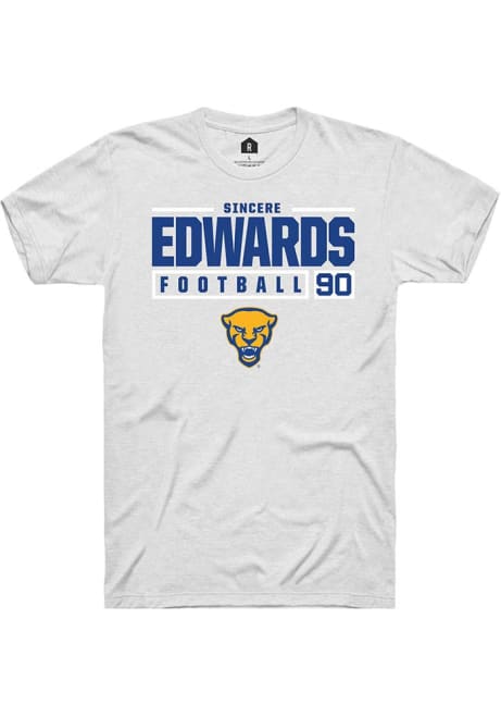 Sincere Edwards White Pitt Panthers NIL Stacked Box Short Sleeve T Shirt