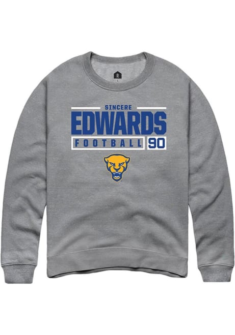 Sincere Edwards Rally Mens Graphite Pitt Panthers NIL Stacked Box Crew Sweatshirt