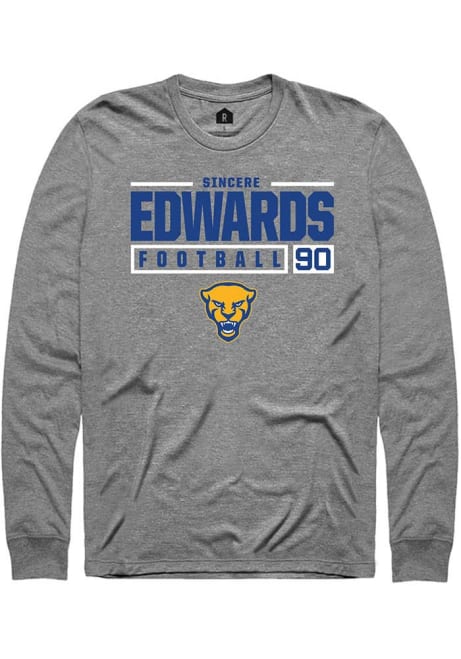 Sincere Edwards Rally Mens Graphite Pitt Panthers NIL Stacked Box Tee