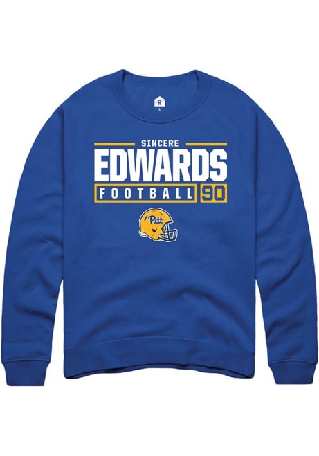 Sincere Edwards Rally Mens Blue Pitt Panthers NIL Stacked Box Crew Sweatshirt