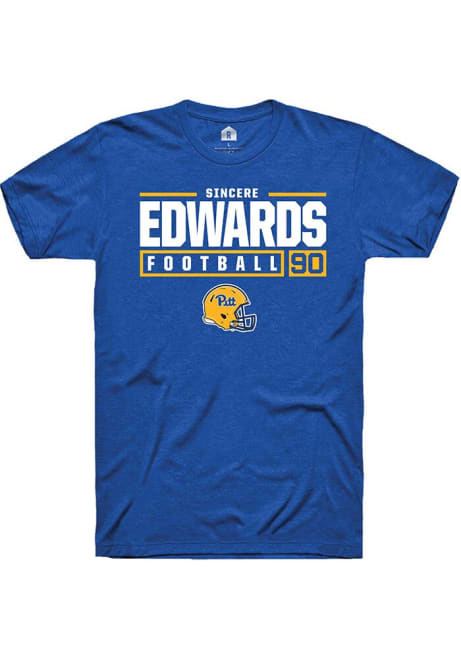 Sincere Edwards Blue Pitt Panthers NIL Stacked Box Short Sleeve T Shirt