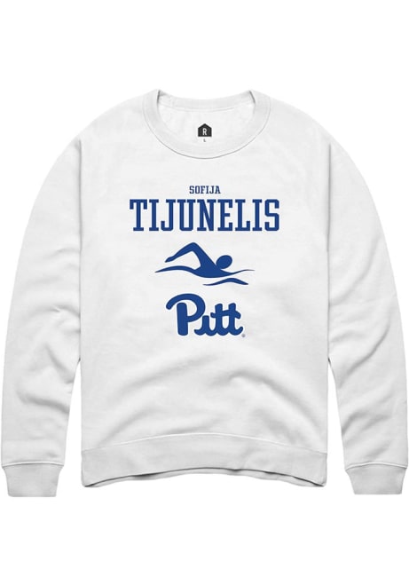 Sofija Tijunelis Rally Mens White Pitt Panthers NIL Sport Icon Crew Sweatshirt