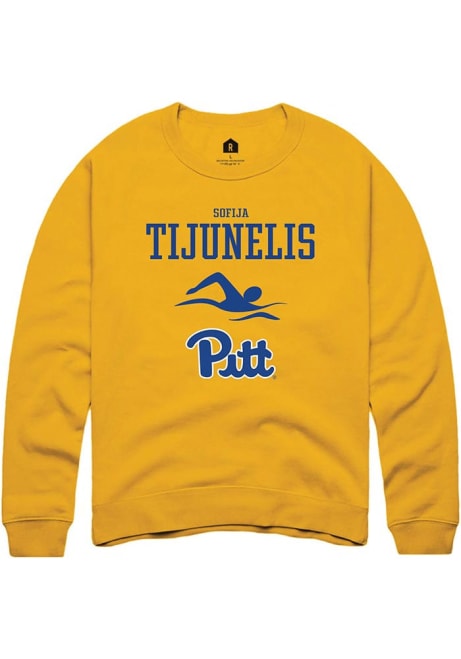 Sofija Tijunelis Rally Mens Gold Pitt Panthers NIL Sport Icon Crew Sweatshirt