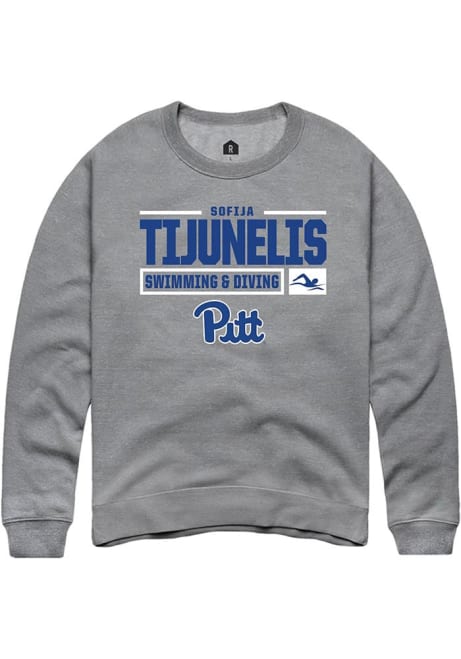 Sofija Tijunelis Rally Mens Graphite Pitt Panthers NIL Stacked Box Crew Sweatshirt