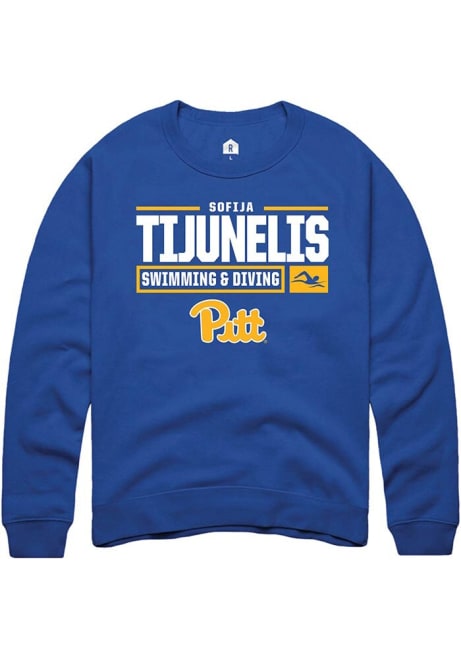 Sofija Tijunelis Rally Mens Blue Pitt Panthers NIL Stacked Box Crew Sweatshirt