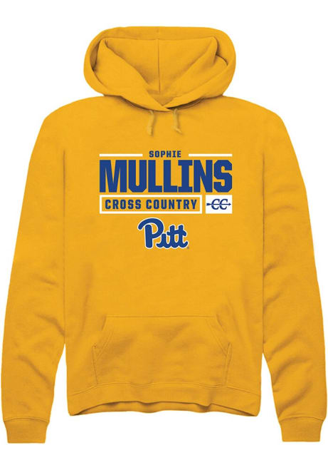 Sophie Mullins Rally Mens Gold Pitt Panthers NIL Stacked Box Hooded Sweatshirt