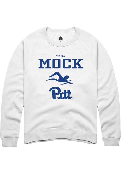 Tessa Mock Rally Mens White Pitt Panthers NIL Sport Icon Crew Sweatshirt