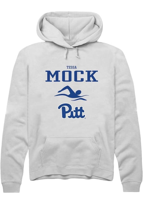 Tessa Mock Rally Mens White Pitt Panthers NIL Sport Icon Hooded Sweatshirt