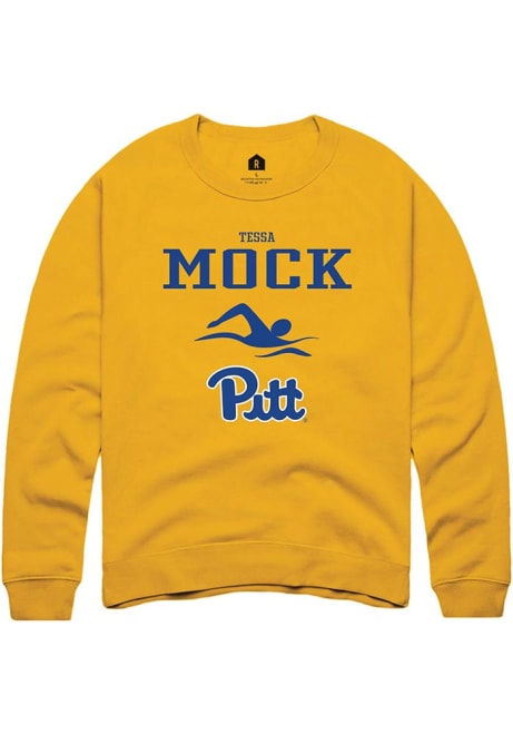 Tessa Mock Rally Mens Gold Pitt Panthers NIL Sport Icon Crew Sweatshirt