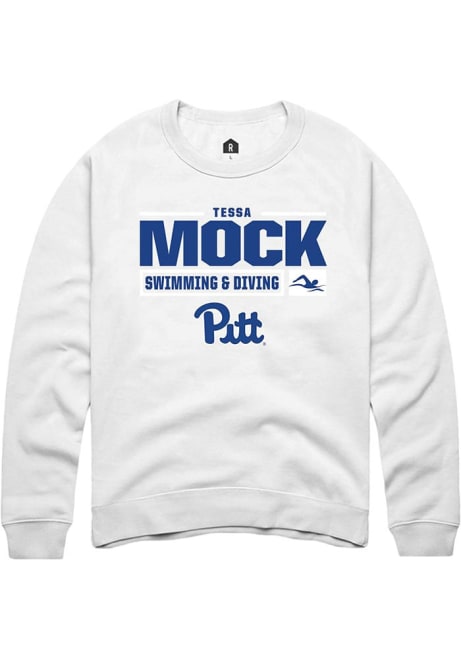 Tessa Mock Rally Mens White Pitt Panthers NIL Stacked Box Crew Sweatshirt