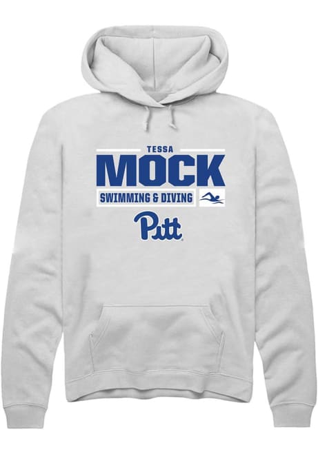 Tessa Mock Rally Mens White Pitt Panthers NIL Stacked Box Hooded Sweatshirt