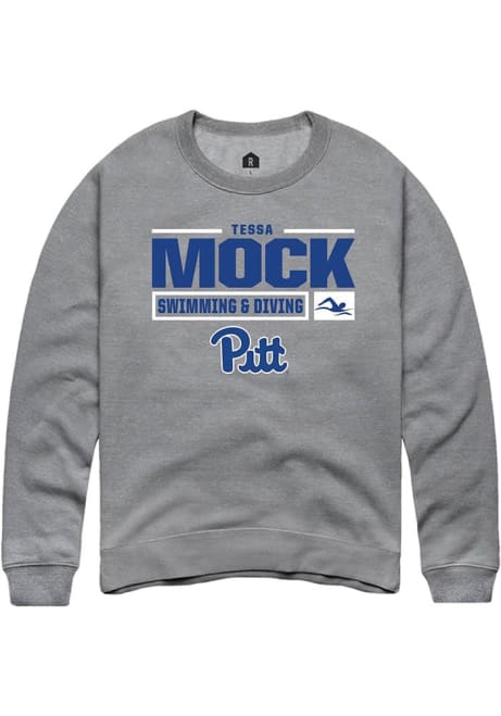 Tessa Mock Rally Mens Graphite Pitt Panthers NIL Stacked Box Crew Sweatshirt