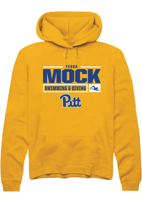 Tessa Mock Rally Mens Gold Pitt Panthers NIL Stacked Box Hooded Sweatshirt