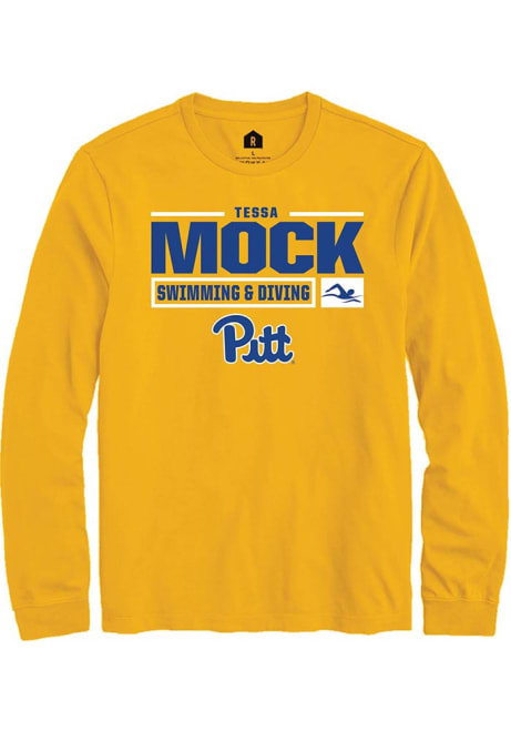 Tessa Mock Rally Mens Gold Pitt Panthers NIL Stacked Box Tee