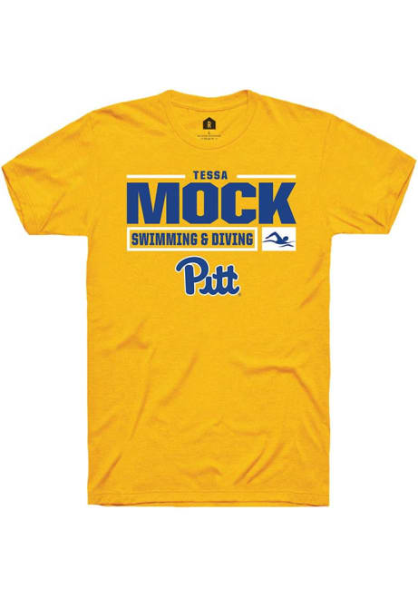 Tessa Mock Gold Pitt Panthers NIL Stacked Box Short Sleeve T Shirt