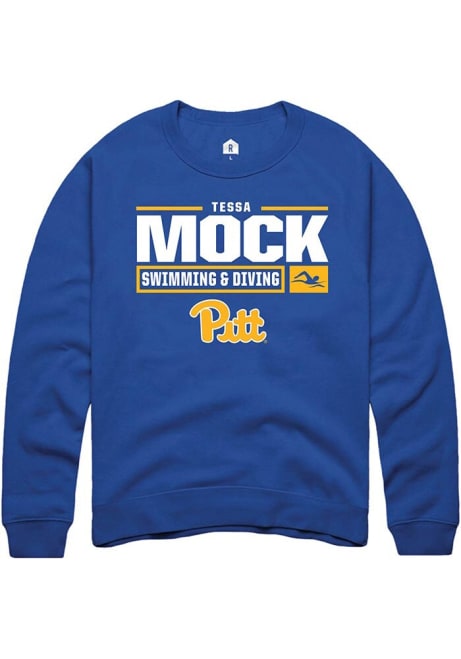 Tessa Mock Rally Mens Blue Pitt Panthers NIL Stacked Box Crew Sweatshirt