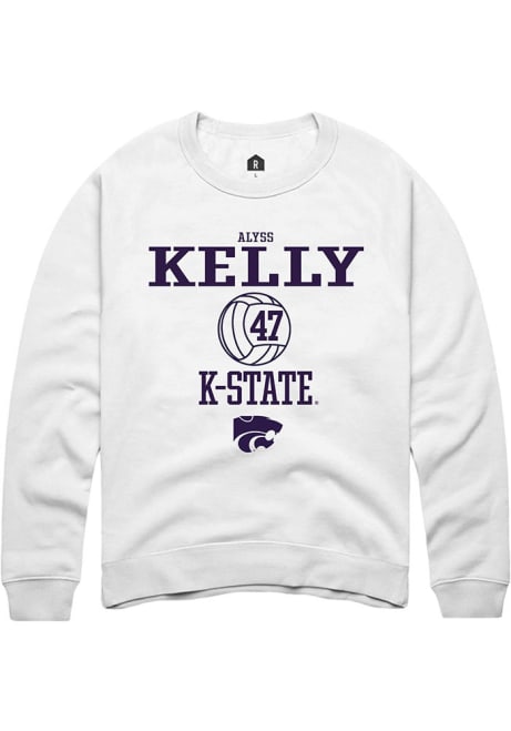 Alyss Kelly Rally Mens White K-State Wildcats NIL Sport Icon Crew Sweatshirt