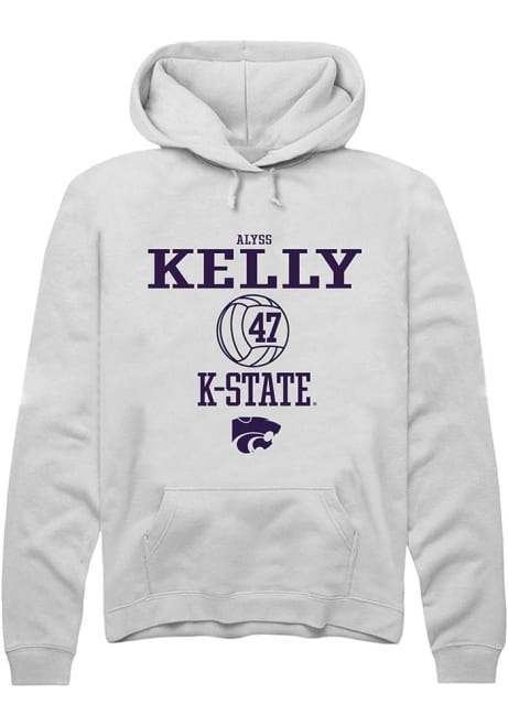 Alyss Kelly Rally Mens White K-State Wildcats NIL Sport Icon Hooded Sweatshirt