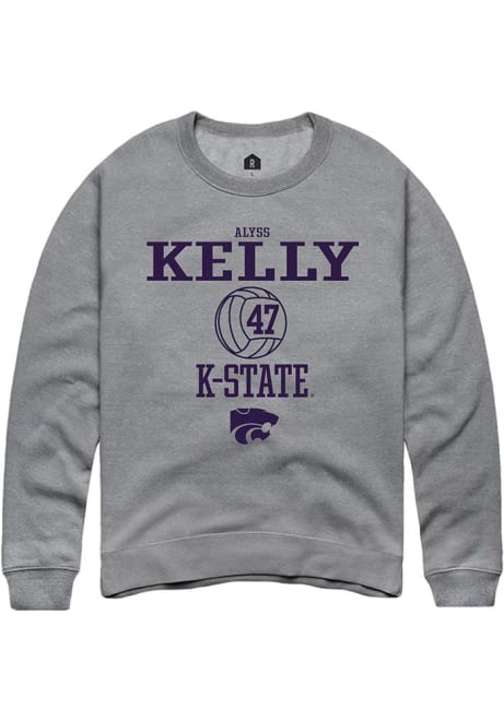 Alyss Kelly Rally Mens Graphite K-State Wildcats NIL Sport Icon Crew Sweatshirt