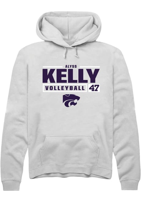 Alyss Kelly Rally Mens White K-State Wildcats NIL Stacked Box Hooded Sweatshirt