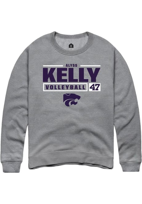 Alyss Kelly Rally Mens Graphite K-State Wildcats NIL Stacked Box Crew Sweatshirt