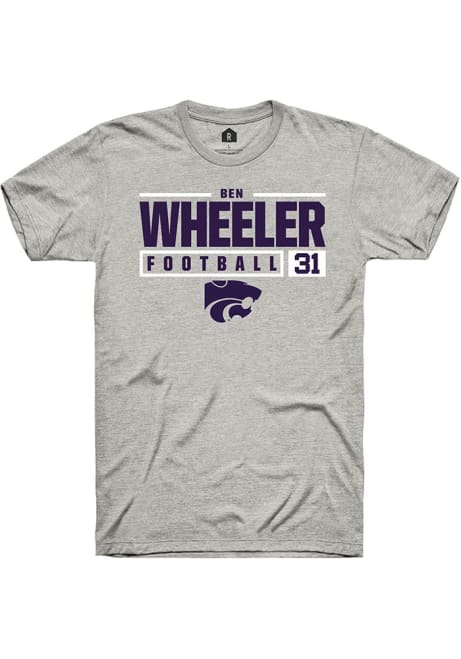 Ben Wheeler Ash K-State Wildcats NIL Stacked Box Short Sleeve T Shirt