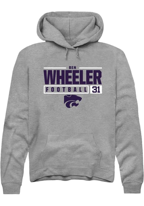 Ben Wheeler Rally Mens Graphite K-State Wildcats NIL Stacked Box Hooded Sweatshirt