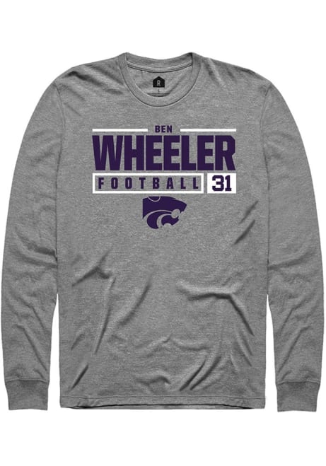 Ben Wheeler Rally Mens Graphite K-State Wildcats NIL Stacked Box Tee