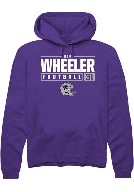 Ben Wheeler Rally Mens Purple K-State Wildcats NIL Stacked Box Hooded Sweatshirt