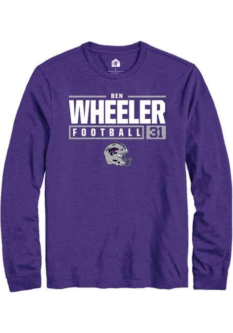 Ben Wheeler Rally Mens Purple K-State Wildcats NIL Stacked Box Tee