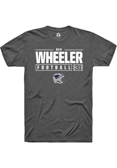 Ben Wheeler Dark Grey K-State Wildcats NIL Stacked Box Short Sleeve T Shirt