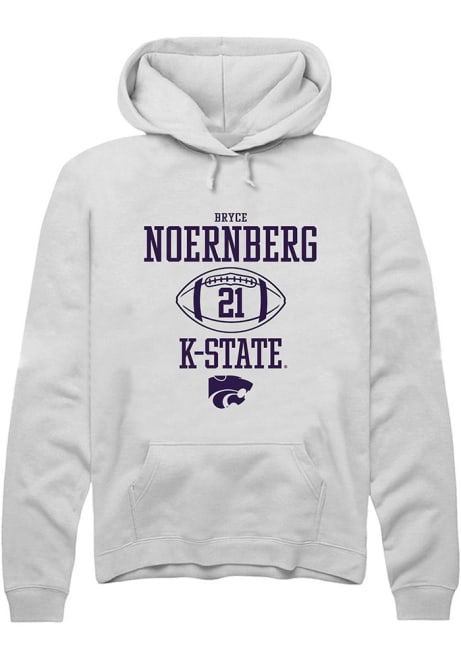 Bryce Noernberg Rally Mens White K-State Wildcats NIL Sport Icon Hooded Sweatshirt