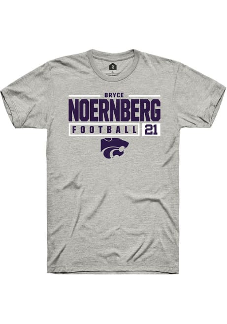 Bryce Noernberg Ash K-State Wildcats NIL Stacked Box Short Sleeve T Shirt