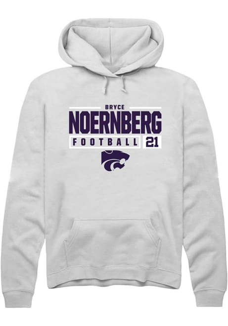 Bryce Noernberg Rally Mens White K-State Wildcats NIL Stacked Box Hooded Sweatshirt