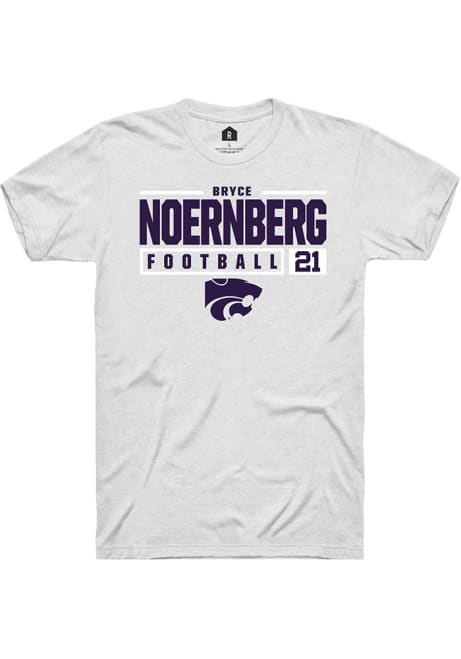 Bryce Noernberg White K-State Wildcats NIL Stacked Box Short Sleeve T Shirt