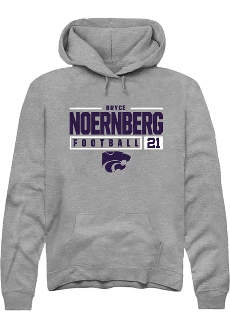 Bryce Noernberg Rally Mens Graphite K-State Wildcats NIL Stacked Box Hooded Sweatshirt