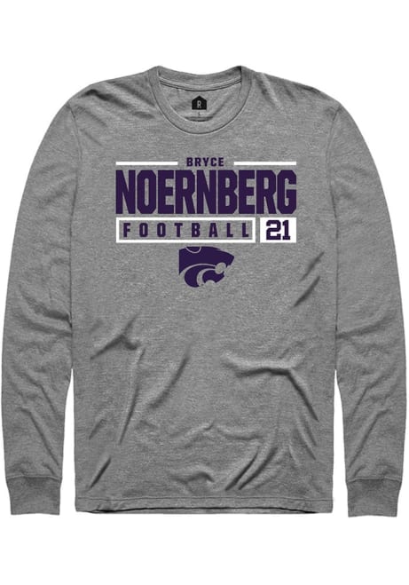 Bryce Noernberg Rally Mens Graphite K-State Wildcats NIL Stacked Box Tee