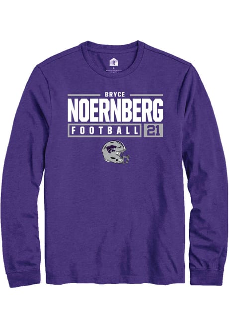 Bryce Noernberg Rally Mens Purple K-State Wildcats NIL Stacked Box Tee