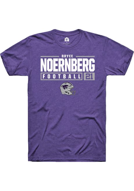 Bryce Noernberg Purple K-State Wildcats NIL Stacked Box Short Sleeve T Shirt